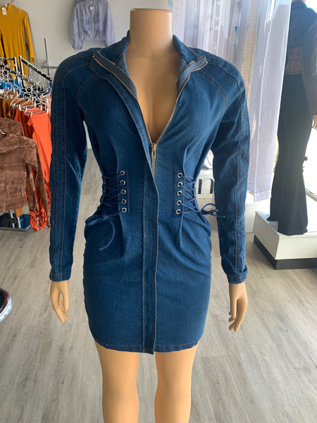 Snatched Up Denim Dress